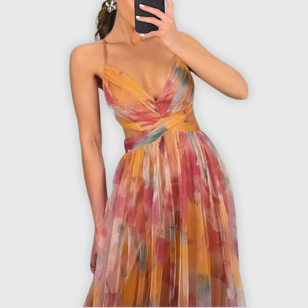 Iris - Chique Zomerjurk Dames met V-hals en Dunne Bandjes