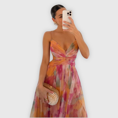 Iris - Chique Zomerjurk Dames met V-hals en Dunne Bandjes