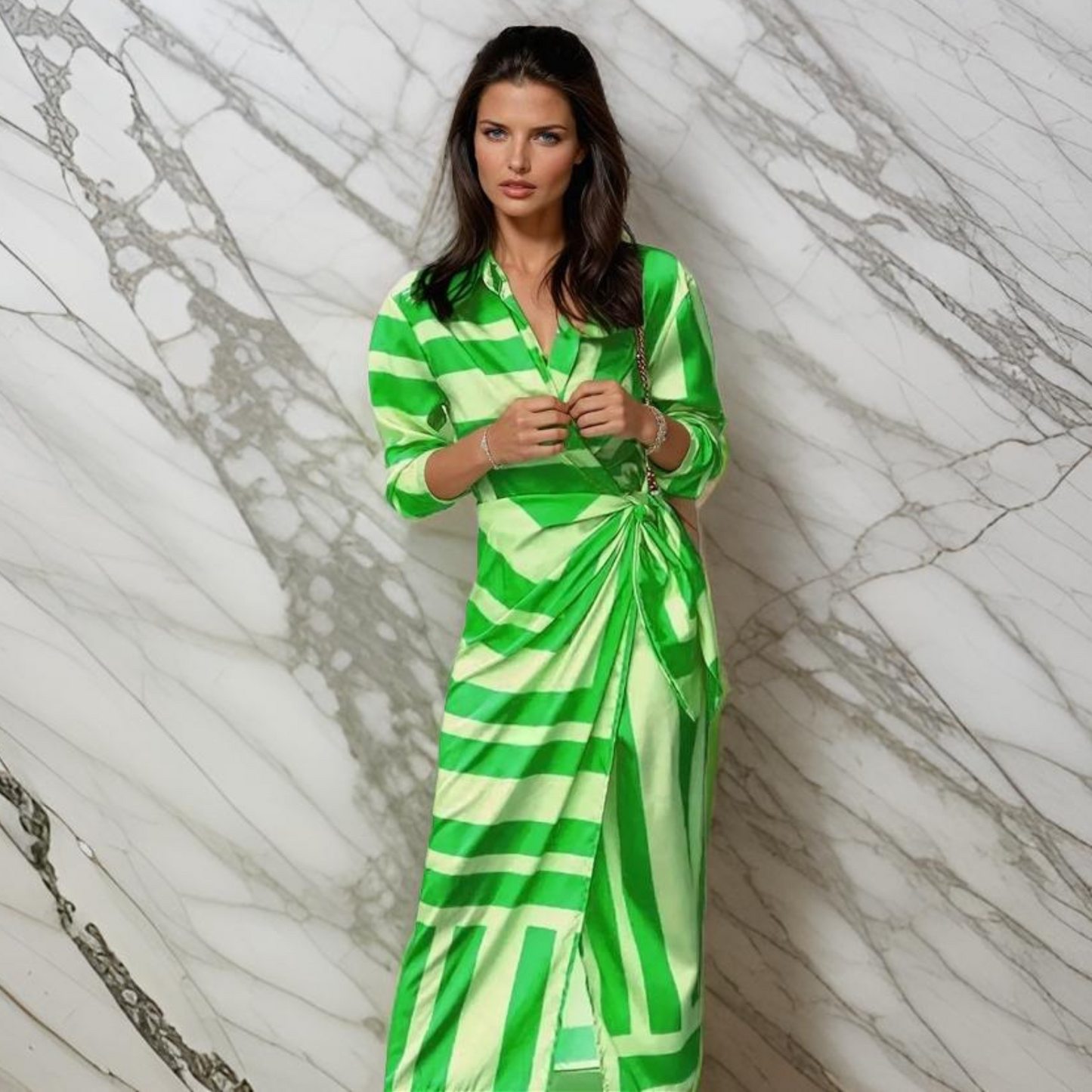 Noor - Elegante Avondjurk Dames met Wikkeleffect en Driekwart Mouwen