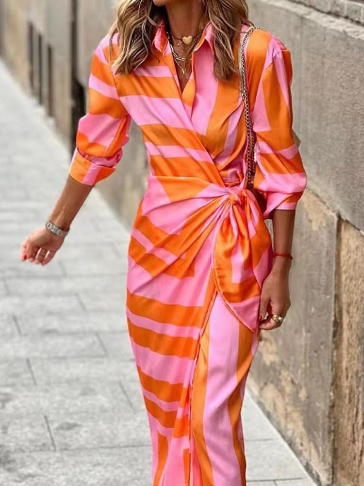 Noor - Elegante Avondjurk Dames met Wikkeleffect en Driekwart Mouwen