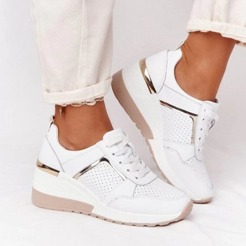 Roos - Comfortabele Sneakers Dames met Verhoogde Zool en Veters