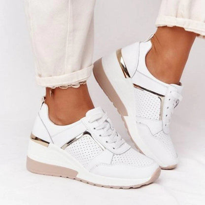 Roos - Comfortabele Sneakers Dames met Verhoogde Zool en Veters
