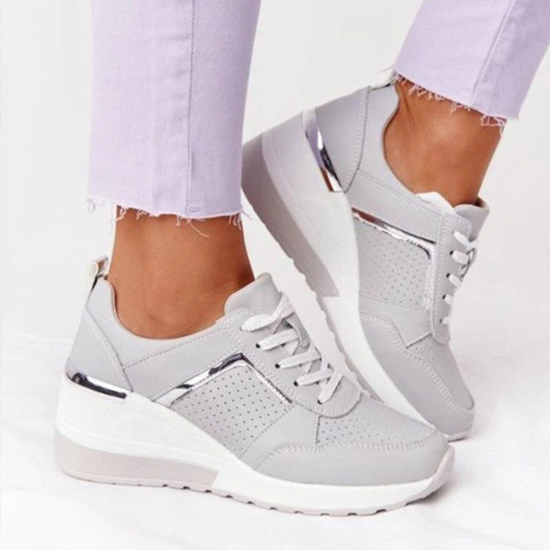 Roos - Comfortabele Sneakers Dames met Verhoogde Zool en Veters